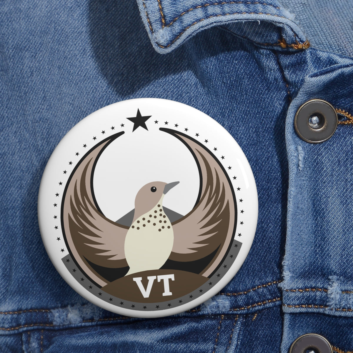 Bird Rebels Custom Pin Button – VT – Light