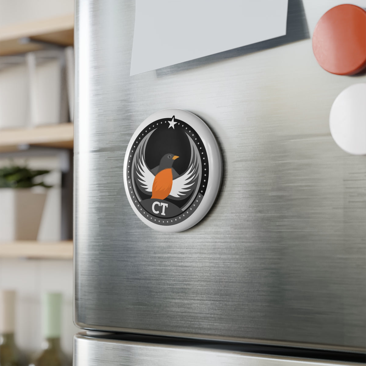 Bird Rebels Round Button Magnet – CT – Dark