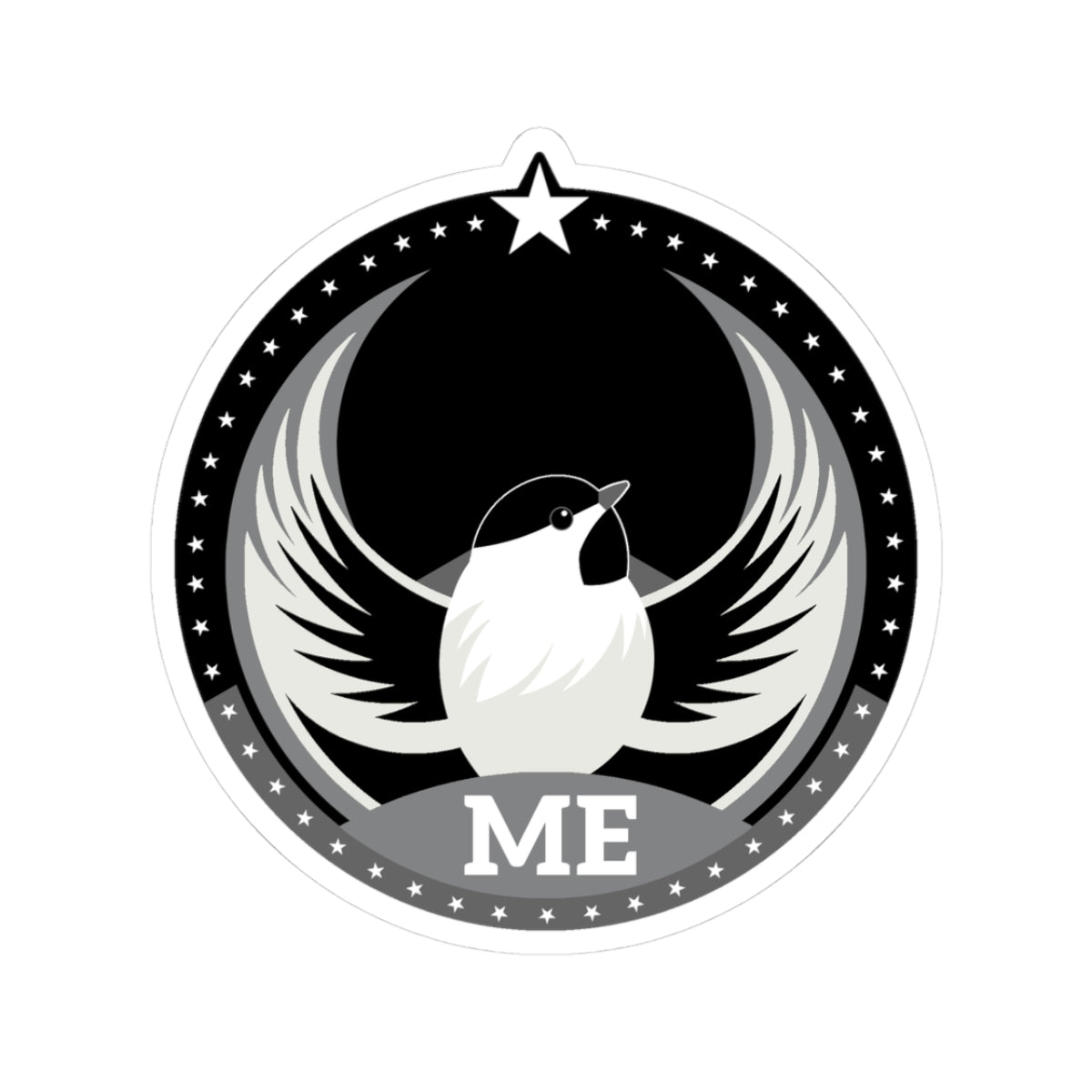 Maine Black-capped Chickadee Dark Kiss-Cut Sticker | Bird Rebels ME Community Pride Decal