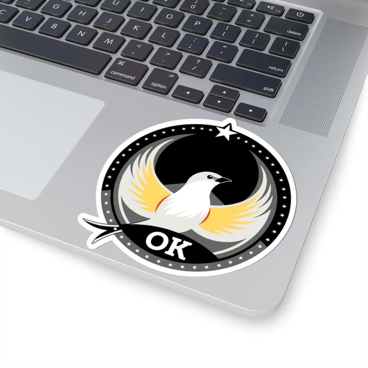 Oklahoma Scissor-tailed Flycatcher Dark Kiss-Cut Sticker | Bird Rebels OK Community Pride Decal