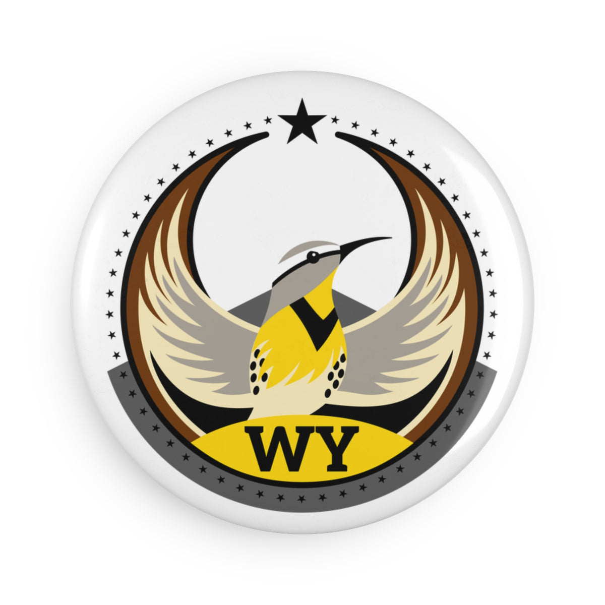 Bird Rebels Round Button Magnet – WY – Light