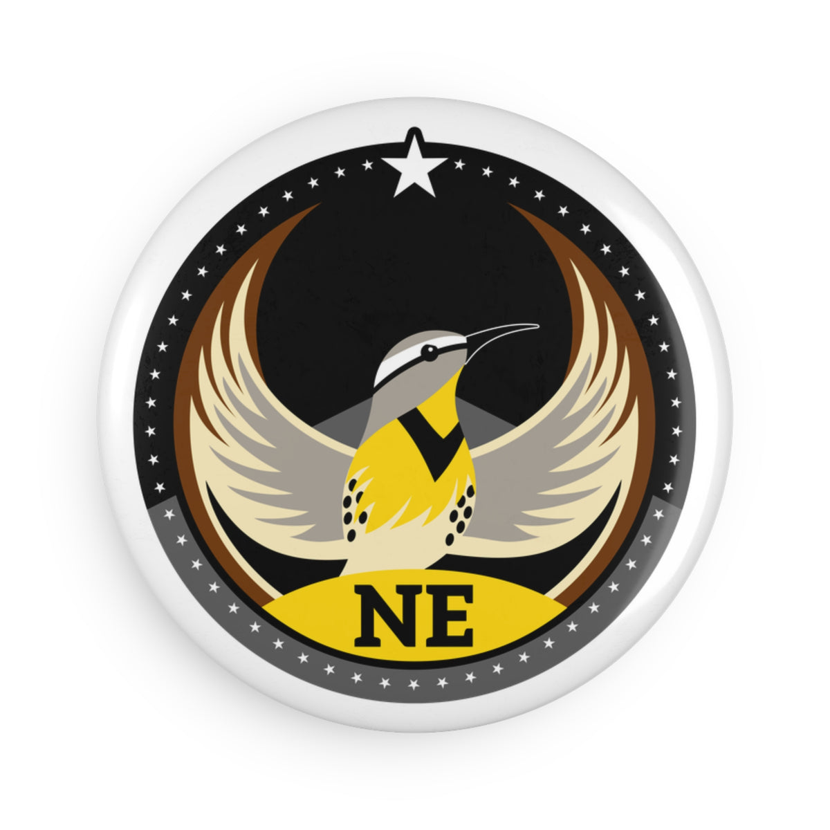 Bird Rebels Round Button Magnet – NE – Dark