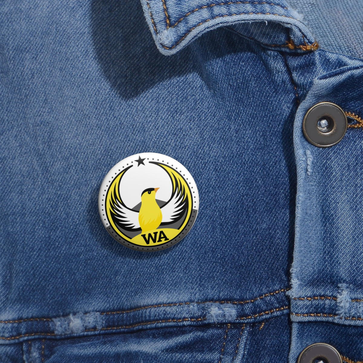 Bird Rebels Pin Button – WA – Willow Goldfinch – Light