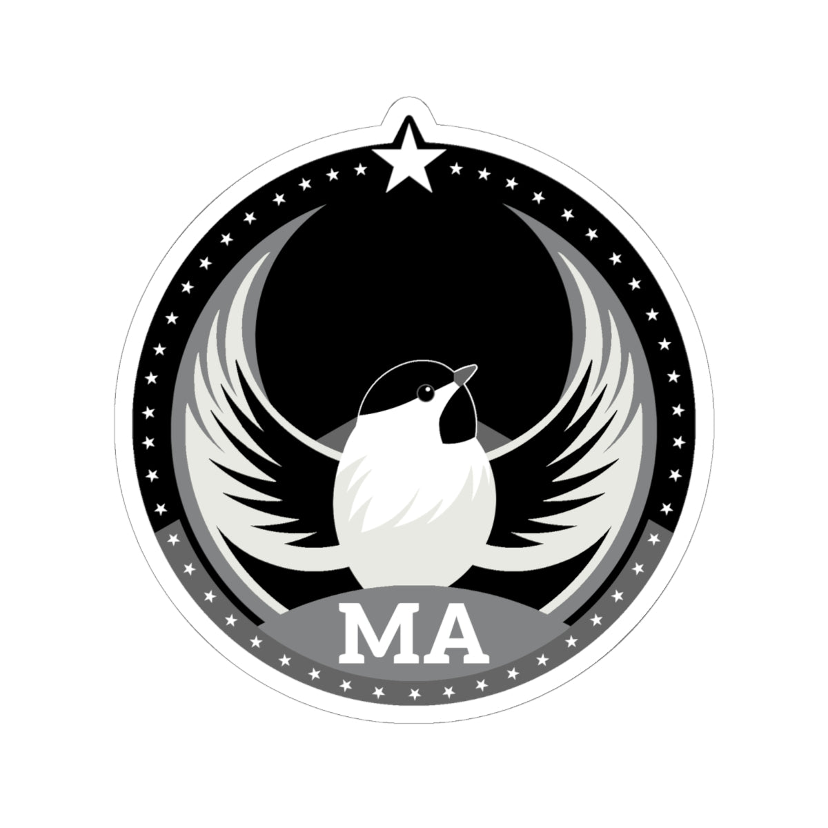 Massachusetts Black-capped Chickadee Dark Kiss-Cut Sticker | Bird Rebels MA Community Pride Decal