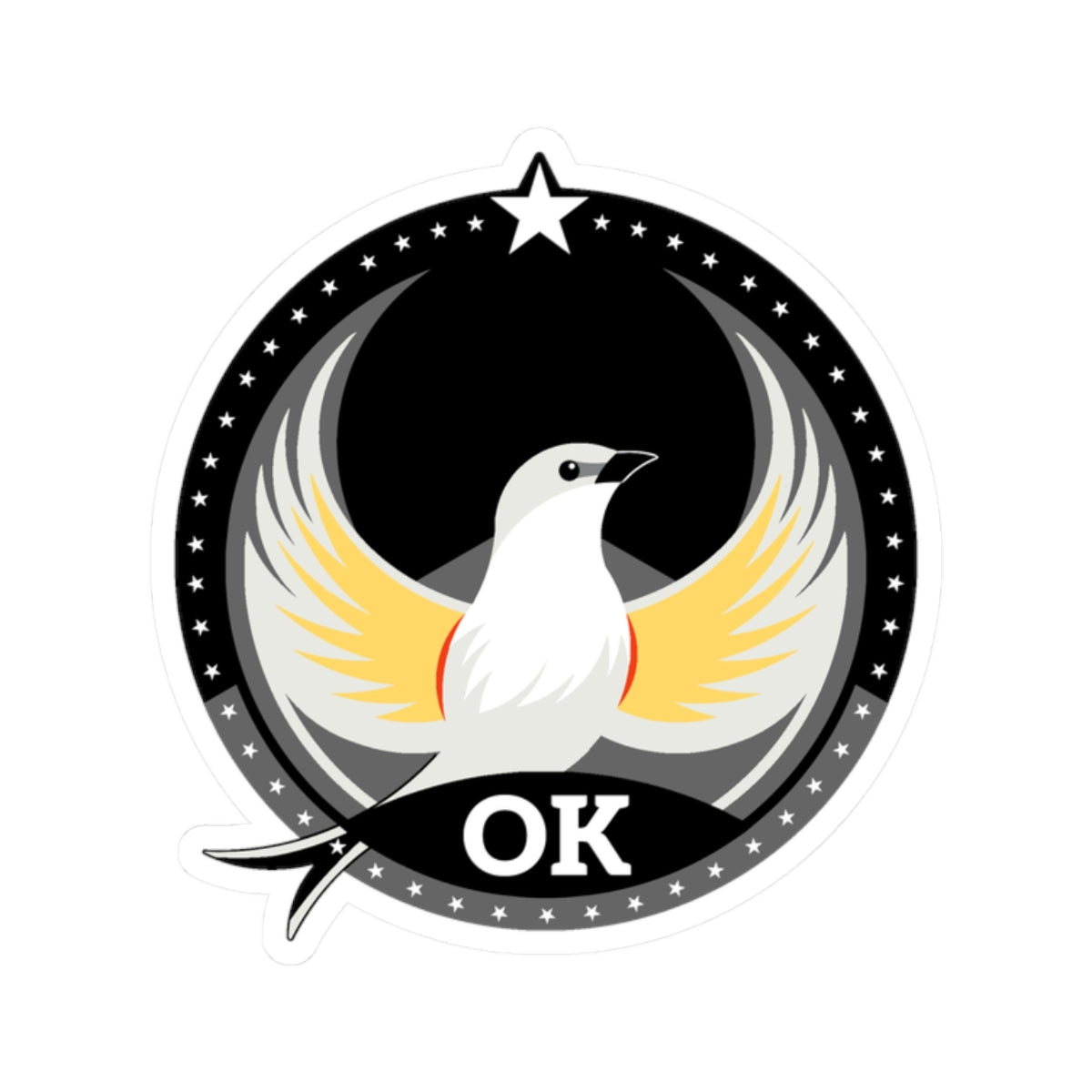 Oklahoma Scissor-tailed Flycatcher Dark Kiss-Cut Sticker | Bird Rebels OK Community Pride Decal