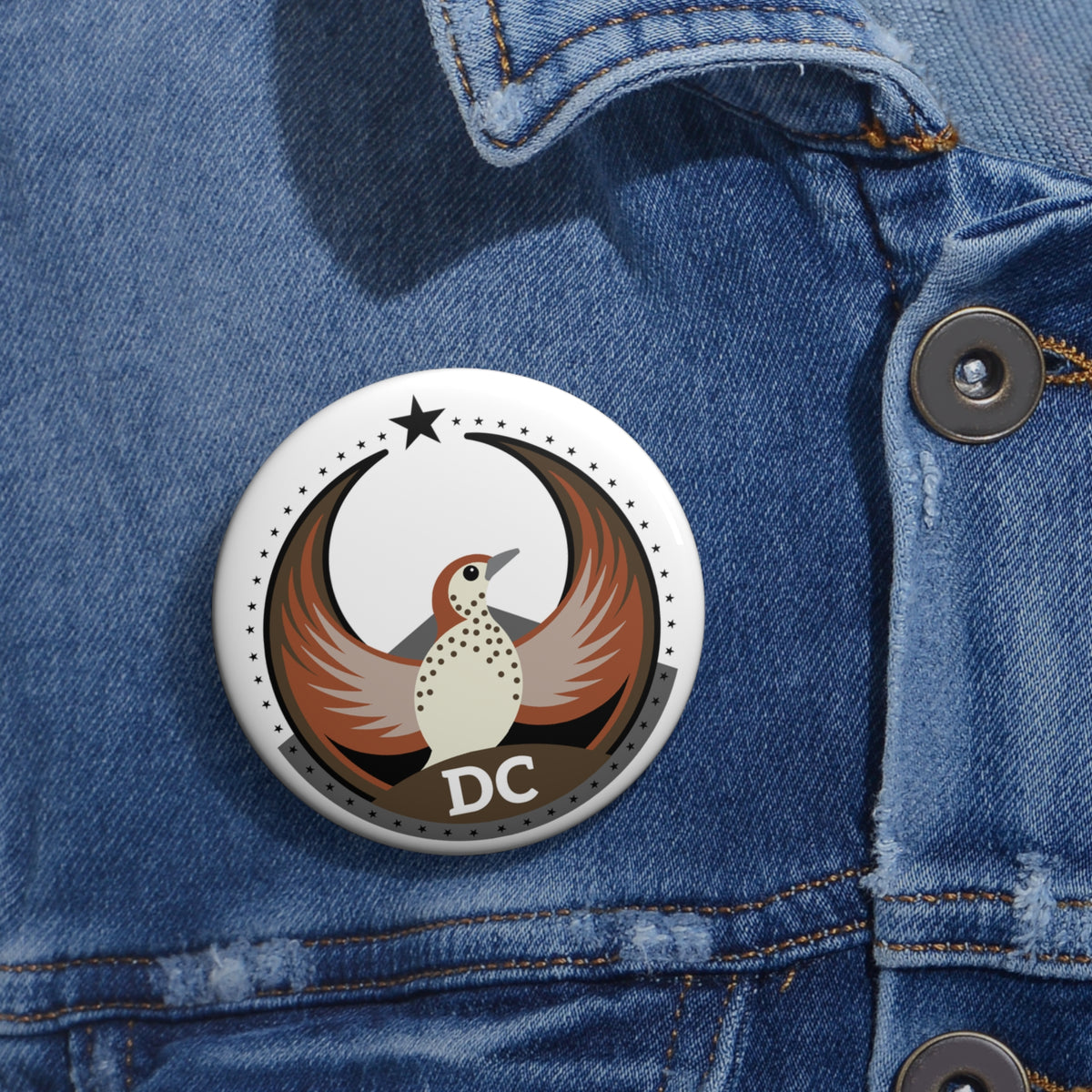 Bird Rebels Custom Pin Button – DC – Light