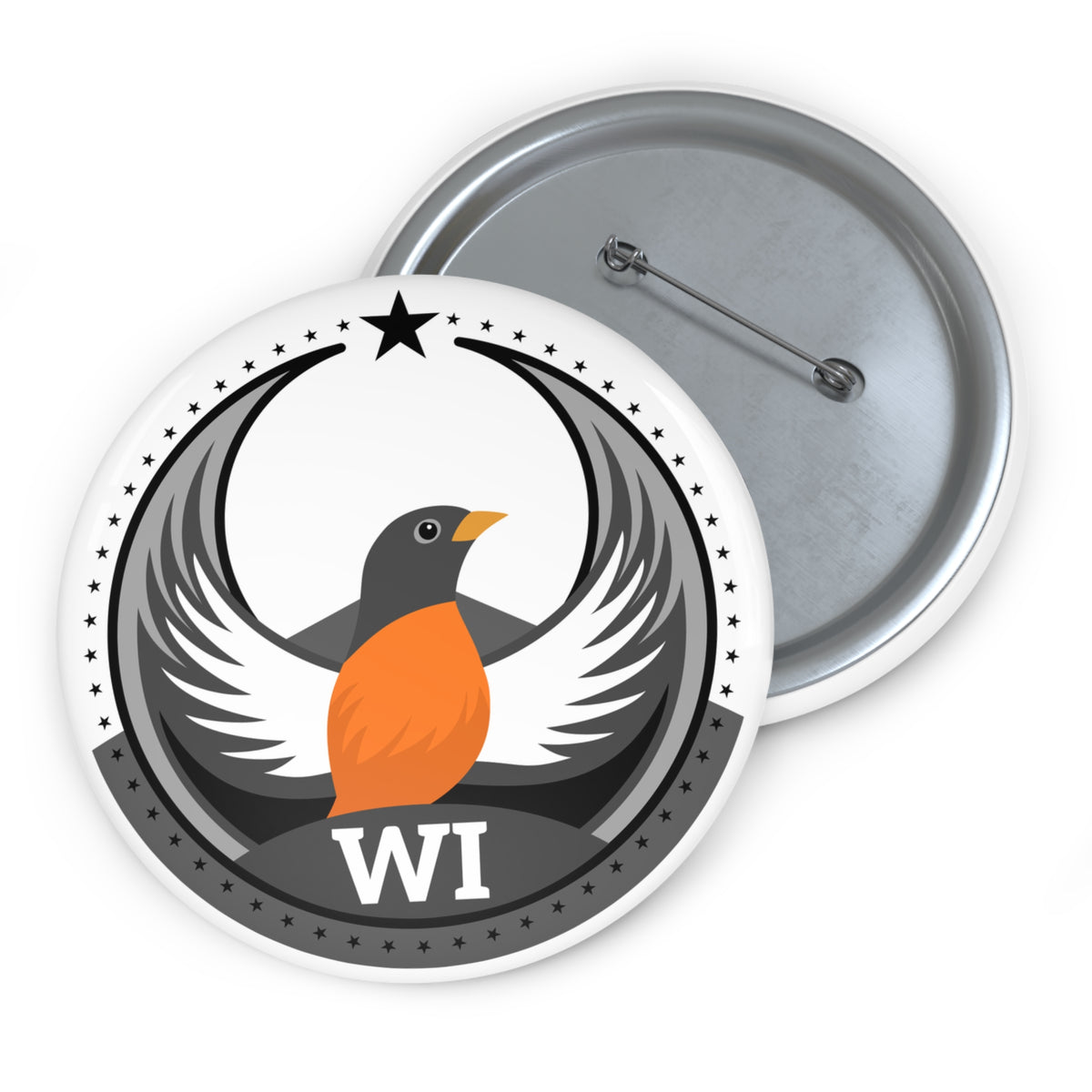 Bird Rebels Pin Button – WI – Light