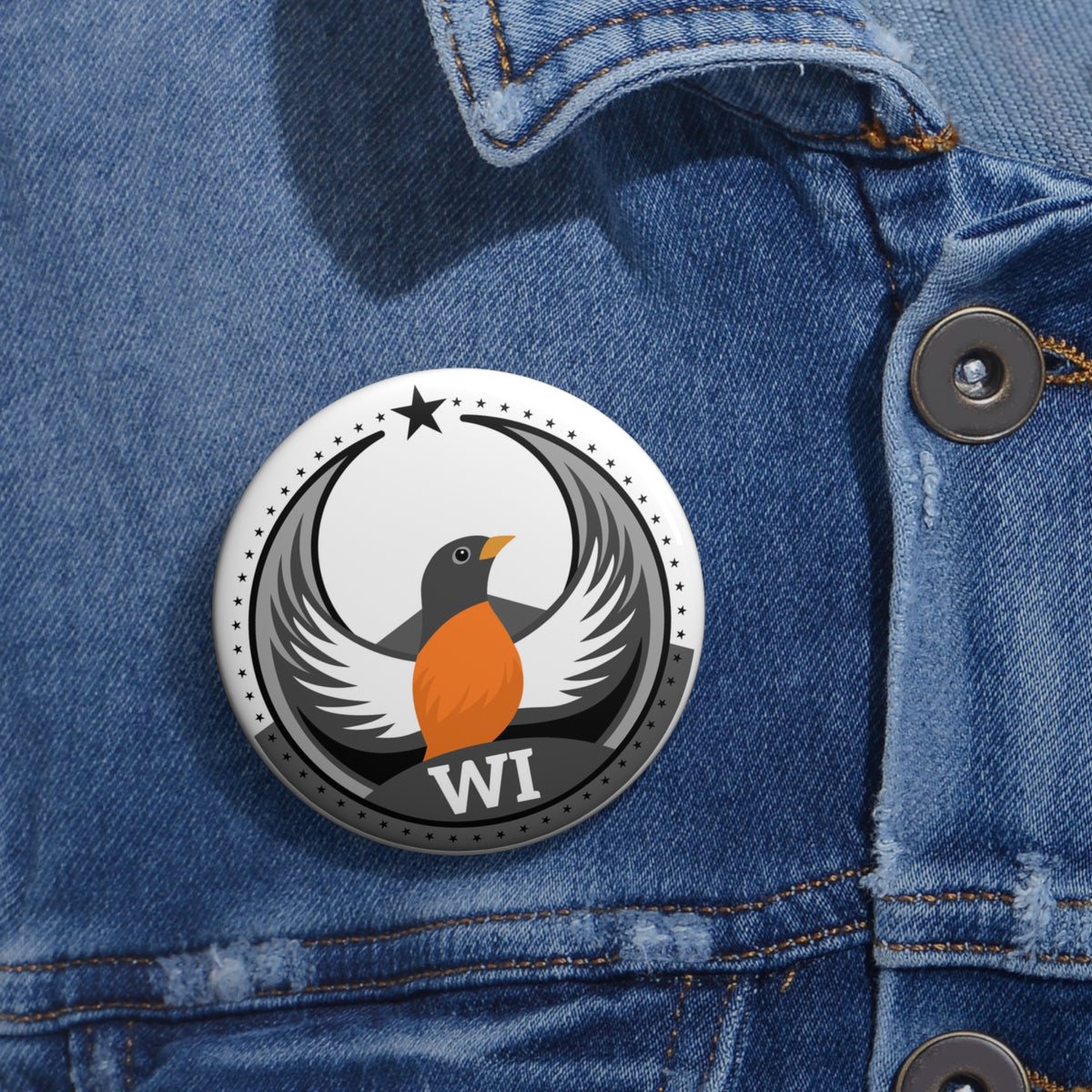 Bird Rebels Pin Button – WI – Light