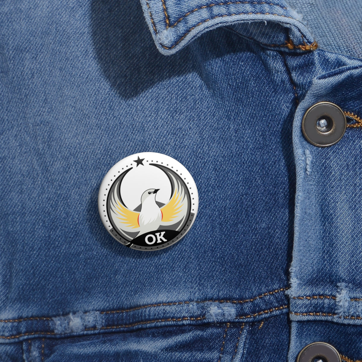 Bird Rebels Custom Pin Button – OK – Light