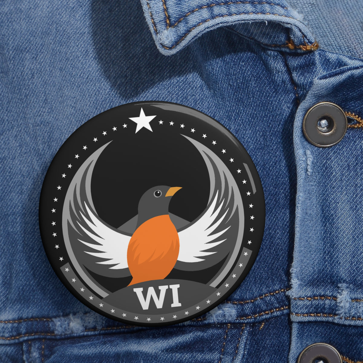 Bird Rebels Pin Button – WI – Dark