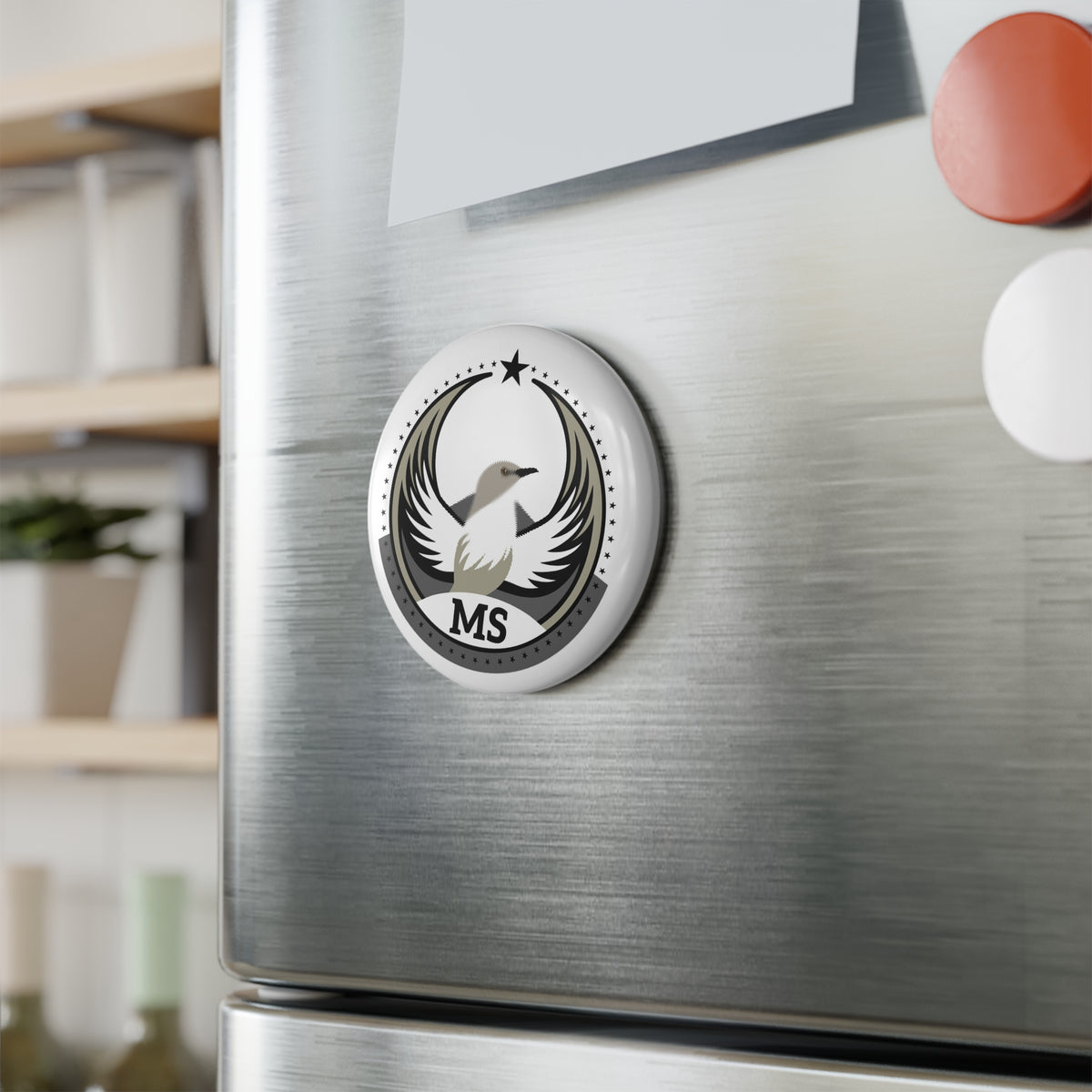 Bird Rebels Round Button Magnet – MS – Light