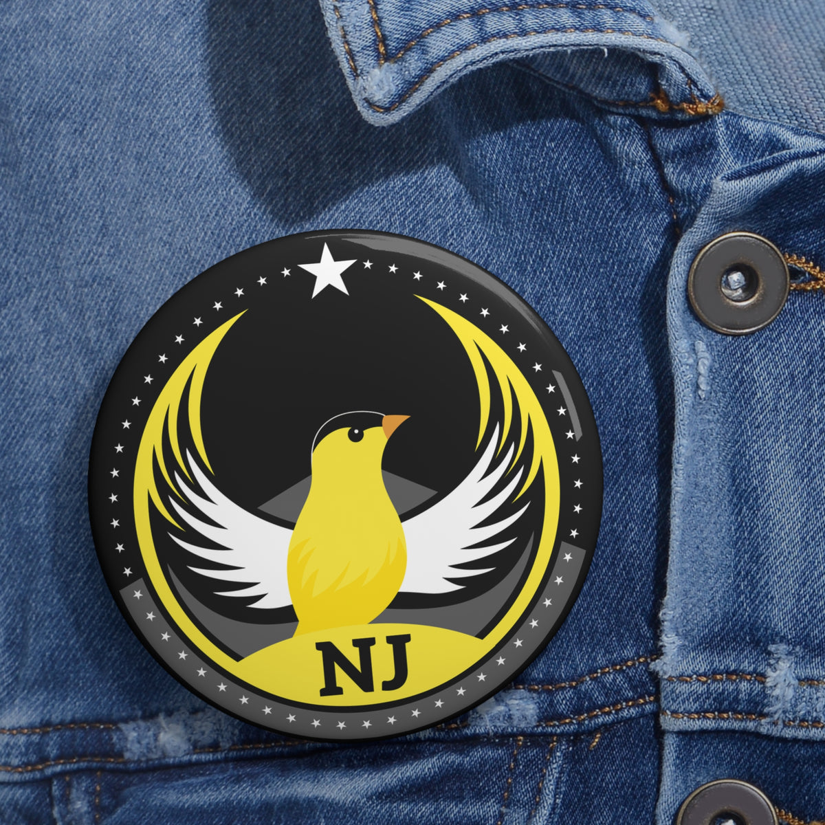 Bird Rebels Pin Button – NJ – Dark