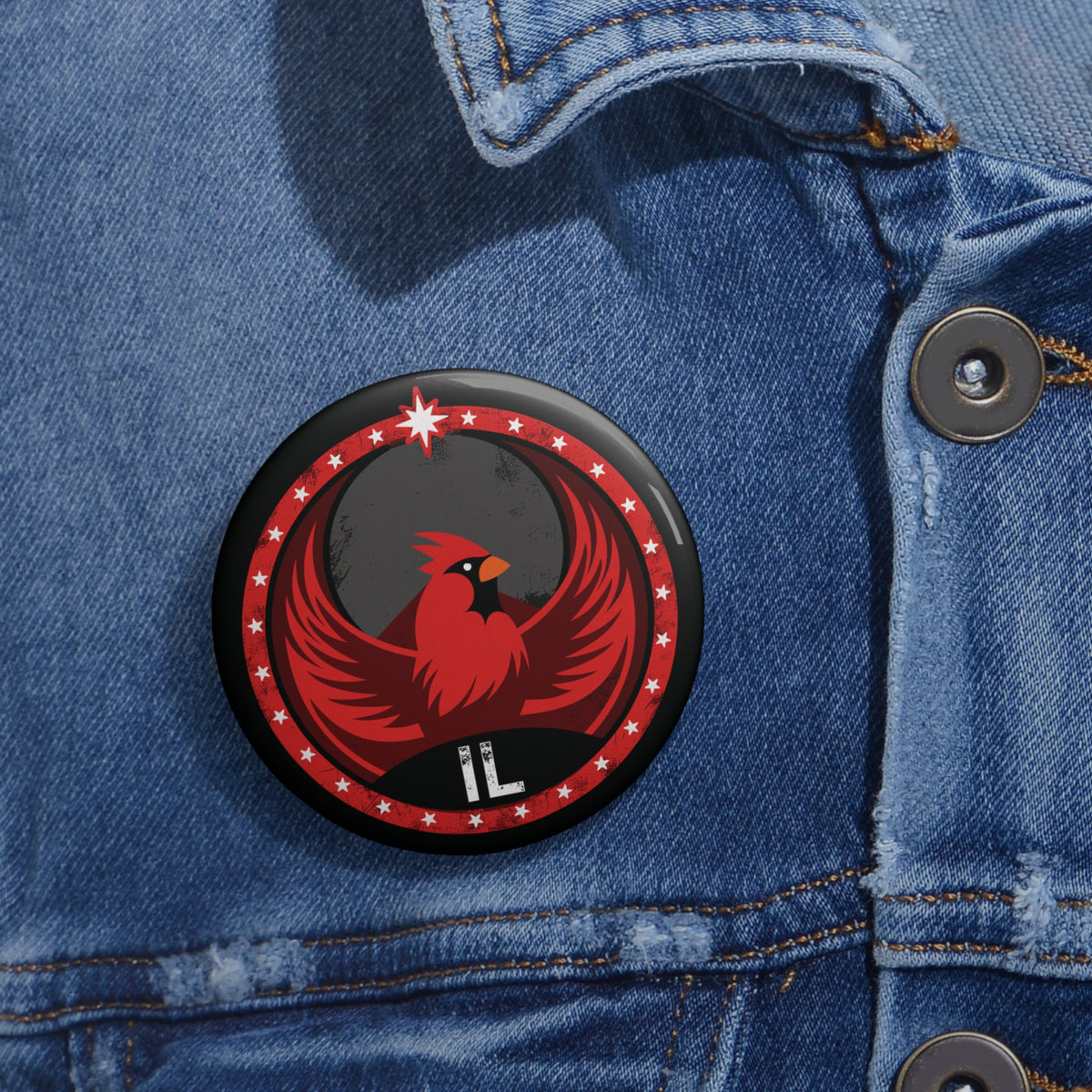 Illinois Cardinal Rebel Pin Button - IL