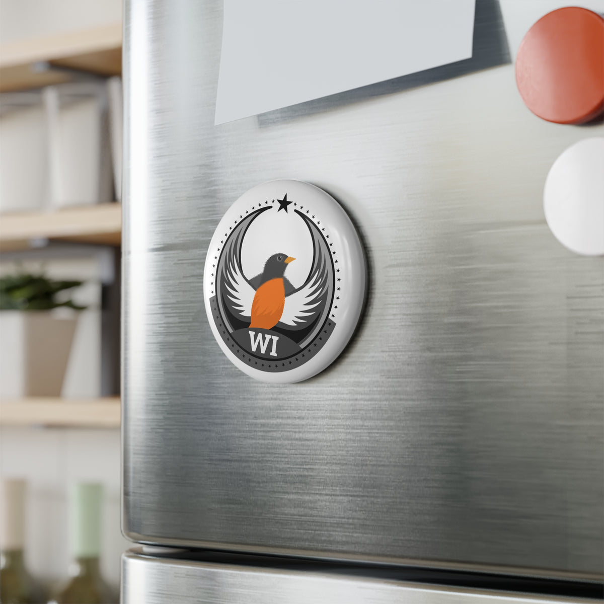 Bird Rebels Round Button Magnet – WI – Light