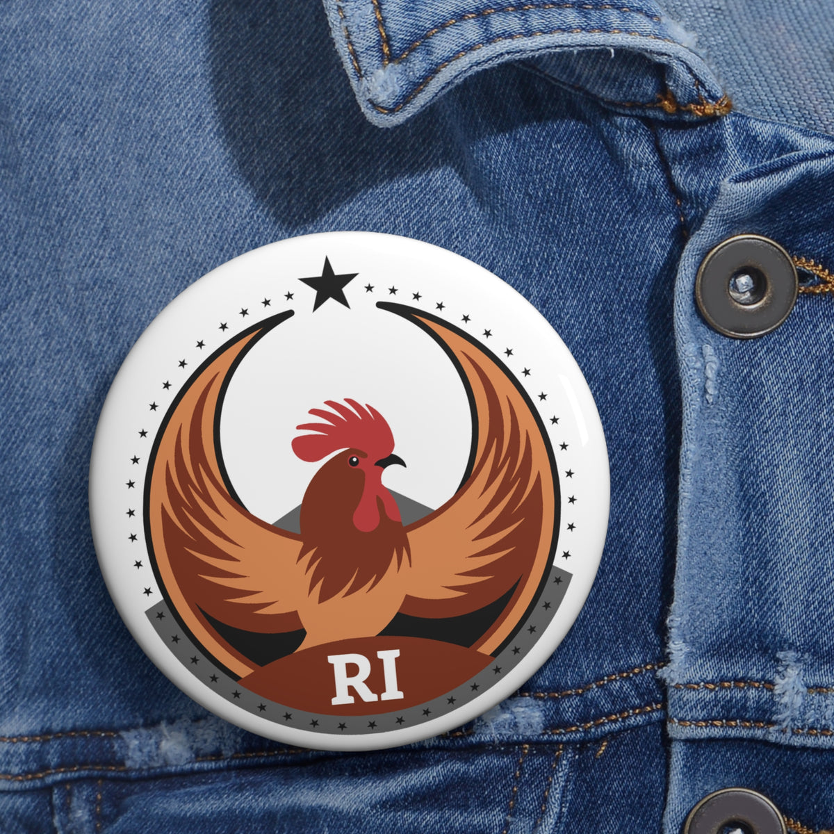 Bird Rebels Custom Pin Button – RI – Light