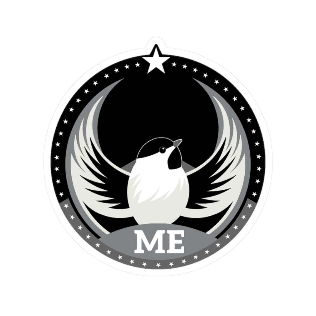 Maine Black-capped Chickadee Dark Kiss-Cut Sticker | Bird Rebels ME Community Pride Decal