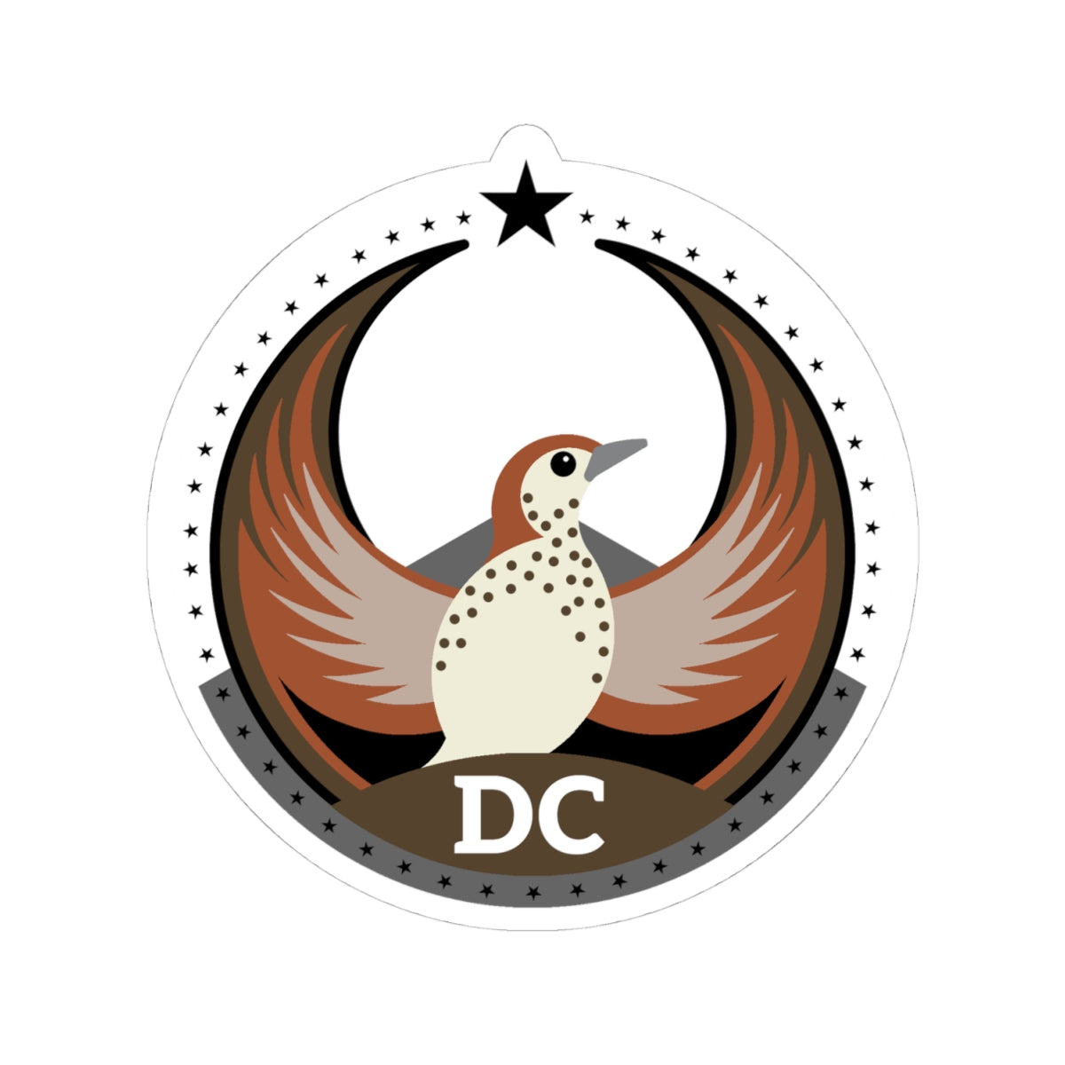 District of Columbia Wood Thrush Light Kiss-Cut Sticker | Bird Rebels DC Community Pride Decal