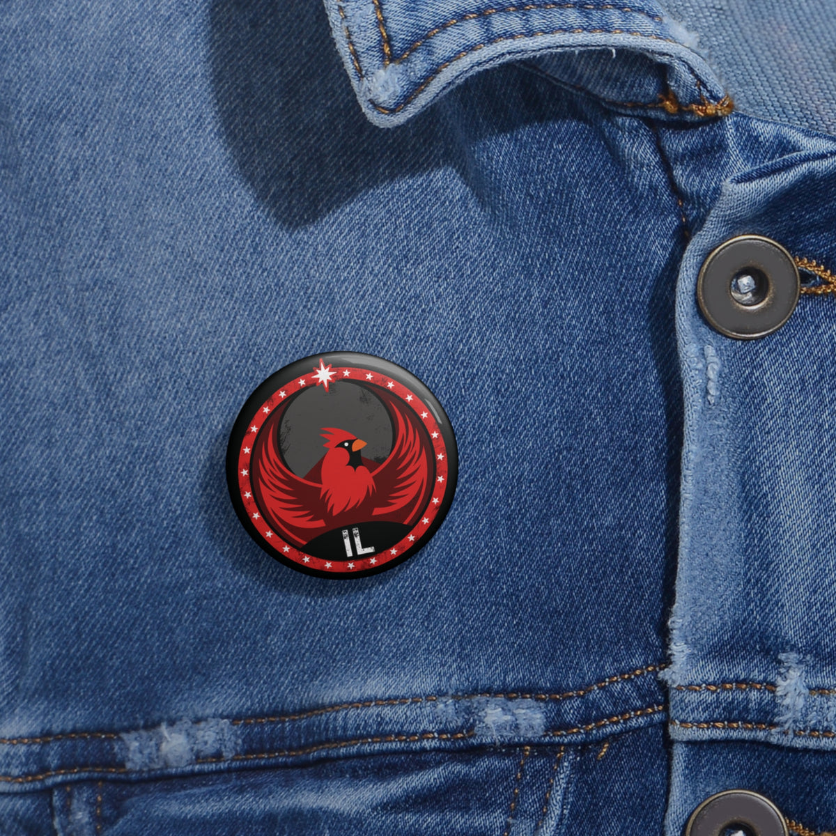 Illinois Cardinal Rebel Pin Button - IL